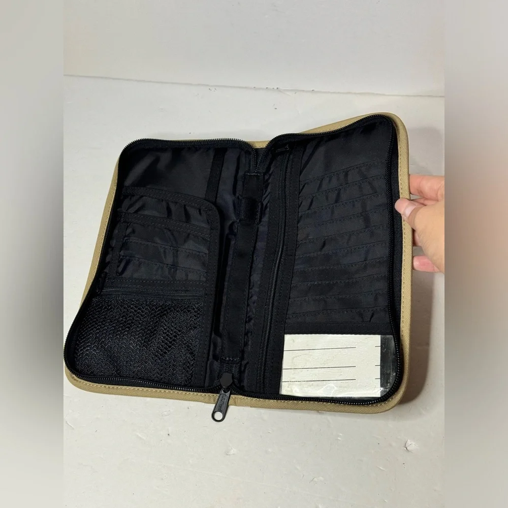 L.L. Bean Tan Nylon Passport ID Card Holder Travel Case